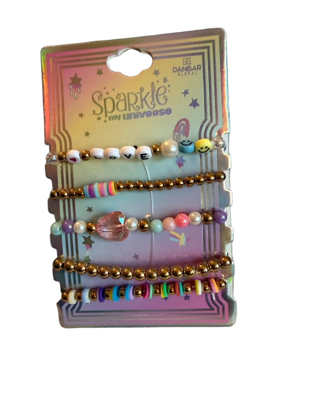 Sparkle My Universe Kids Pastel & Gold Beaded Bracelet Set